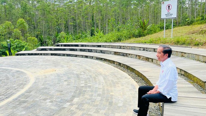 Presiden Joko Widodo meninjau pembangunan infrastruktur kawasan Ibu Kota Nusantara (IKN), di Kabupaten Penajam Paser Utara, Provinsi Kalimantan Timur, Selasa (25/10/2022)