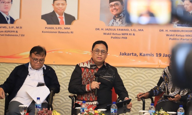 Anggota Bawaslu Puadi saat menghadiri peluncuran Asosiasi Peneliti Persepsi Publik Indonesia (Aseppsi) di Jakarta, Kamis (19/1/2023).