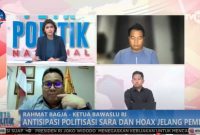 Ketua Bawaslu Rahmat Bagja menjadi narasumber dalam siaran langsung Dialog TVRI Peta Politik Nasional Antisipasi Politisasi SARA dan Hoaks Jelang Pemilu, Senin (2/1/2023) malam