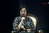 Menteri Keuangan Sri Mulyani Dalam Acara Rakornas Kepala Daerah dan FORKOPIMDA Tahun 2023. (Tangkapan Layar Youtube Kemendagri RI)