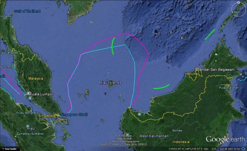 Garis perbatasan di Laut Natuna. (Gambar: Google Earth)