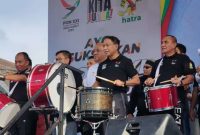 Menpora RI Zainudin Amali (tengah) saat launching PON 2024 di Sumatera Utara pada Minggu (29/1/2023) di Lapangan Astaka, Medan. (Foto: KONI)
