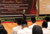 Wawako Palembang, Fitrianti Agustina saat pelantikan Panitia Pemilihan Kecamatan (PPK) Kota Palembang, Rabu (4/1/2023)