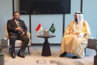 Menag Yaqut bertemu Menteri Haji Arab Saudi Tawfiq F Al Rabiah, di Jeddah