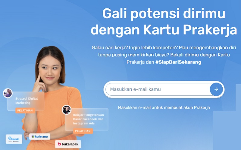 Tampilan situs resmi Kartu Prakerja www.prakerja.go.id