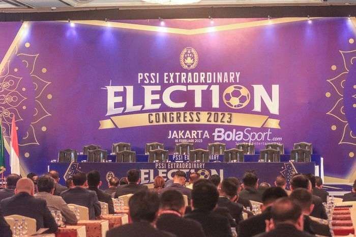 Kongres Luar Biasa Persatuan Sepak Bola Seluruh Indonesia (PSSI) 2023 digelar di Hotel Shangri La, Jakarta, Kamis (16/2/2023). (Foto: Istimewa)