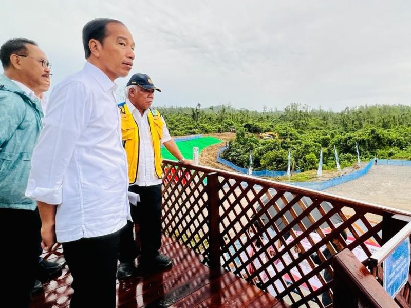 Presiden Jokowi meninjau Kawasan 1B, IKN, Kabupaten Penajam Paser Utara, Kalimantan Timur, pada Jumat (24/02/2023). (Foto: BPMI Setpres)