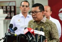 Kepala Bapanas Arief Prasetyo Adi memberikan keterangan pers, Rabu (15/03/2023), siang, di Kompleks Istana Kepresidenan, Jakarta. (Foto: Humas Setkab)