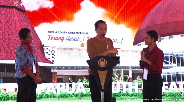 Presiden RI Joko Widodo (Jokowi) meresmikan Papua Youth Creative Hub (PYCH), di Kota Jayapura, Selasa (21/03/2023)