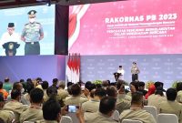 Wapres RI KH Ma’ruf Amin saat menutup Rapat Koordinasi Nasional (Rakornas) Penanggulangan Bencana Tahun 2023 di Jiexpo Kemayoran, Jakarta Pusat, Kamis (02/03/2023)