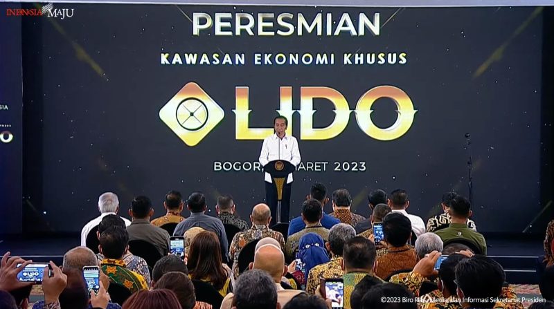 Presiden RI Joko Widodo meresmikan Kawasan Ekonomi Khusus (KEK) Lido yang berlokasi di Desa Watesjaya, Kecamatan Cigombong, Kabupaten Bogor, Jawa Barat, Jumat (31/03/2023)