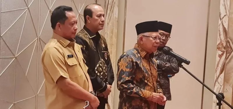 Wapres RI, Ma'ruf Amin saat menghadiri acara Dialog Kebangsaan bersama Partai Politik dalam rangka Persiapan Pemilu Tahun 2024 di The St. Regis Hotel, Jakarta, Senin (13/03/2023)