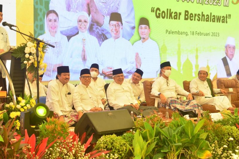 Wagub Sumsel, H Mawardi Yahya saat menghadiri peringatan Isra Mi'raj 1444 Hijriah, Sabtu (18/2) di Dinning Hall Jakabaring