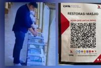 Seorang terduga pelaku penempel QRIS palsu di kotak amal di suatu masjid kawasan Jakarta Selatan. Aksi tersebut tertangkap rekaman kamera pengawas masjid. (Foto: Istimewa)