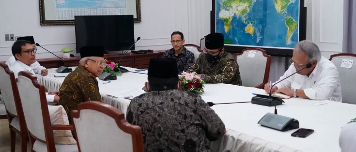 KH Ma’ruf Amin siang ini, Senin (17/04/2023), menerima audiensi  Menteri PUPR, Menag RI, dan Mendikbudristek, Senin (17/4/2023)