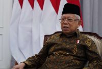 Wakil Presiden Ma’ruf Amin saat memberikan ucapan melalui konferensi video, pada Peringatan Hari Otonomi Daerah ke-XXVII Tahun 2023, Sabtu (29/4/2023). (Foto:SetwapresRI)