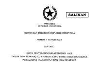 Keppres Nomor 7 Tahun 2023 tentang Biaya Penyelenggaraan Ibadah Haji Tahun 1444 Hijriah/2023 Masehi