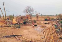 Suasana terkini usai tornado menerjang Kabupaten Lewe di Wilayah Persatuan Nay Pyi Taw, Myanmar