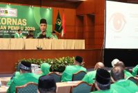 Anggota Bawaslu Puadi saat menjadi narasumber Rapat Koordinasi Nasional Lajnah Penenangan Pemilu yang diselenggarakan Partai Persatuan Pembangunan (PPP) di Jakarta, Selasa (11/4/2023)