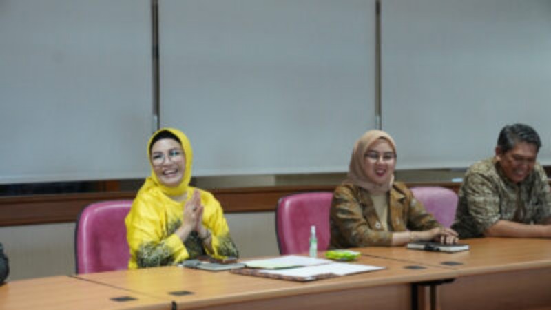 Ketua DPRD Provinsi Sumatera Selatan [Sumsel] Hj RA Anita Noeringhati SH MH bersama Eksekutif General Manager Bandara Sultan Mahmud Badaruddin II Palembang, R Iwan Winata melakukan pertemuan dengan Direktur Utama Lion Air Group, Rudy Lumingkewas dan Direktur Utama Super Air Jet, Ari Azhari di Lion Air Tower, Jakarta, Rabu 29 Maret 2023.