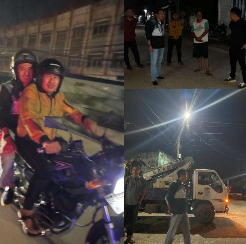Patroli Malam Gunakan Motor: Sekda Kota Palembang Ratu Dewa Perbaiki Lampu Jalan yang Padam