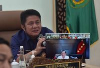 Gubernur Sumsel mengikuti rapat koordinasi [Rakor] kesiapsiagaan bencana kekeringan dan kebakaran hutan lahan yang digelar secara virtual pada Rabu 26 April 2023, bersama Menteri Koordinator Bidang Kemaritiman dan Investasi [Menko Marves] Jenderal TNI [Purn] Luhut Binsar Pandjaitan 