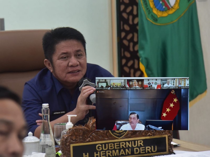 Gubernur Sumsel mengikuti rapat koordinasi [Rakor] kesiapsiagaan bencana kekeringan dan kebakaran hutan lahan yang digelar secara virtual pada Rabu 26 April 2023, bersama Menteri Koordinator Bidang Kemaritiman dan Investasi [Menko Marves] Jenderal TNI [Purn] Luhut Binsar Pandjaitan 