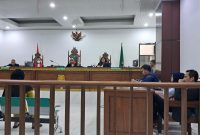 Suasana sidang di Pengadilan Negeri Banyuasin, Kamis (13/4/2023)