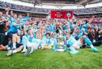 Pemain Manchester City merayakan kemenangan meraih Piala FA 2023 