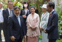 Presiden dan Ibu Iriana Jokowi menyambut baik kunjungan kenegaraan Kaisar Jepang Hironomiya Naruhito dan Permaisuri Masako, di Bogor, Jawa Barat, Senin (19/06/2023).