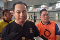 Kapolrestabes Palembang Kombes Harryo Sugihhartono SIK MH di sela pembukaan pertandingan Futsal antar BEM se-Sumsel. 