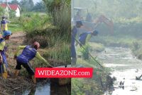 Kepala Dinas Pekerjaan Umum dan Penataan Ruang [Kadis PUPR] Kota Palembang Ir H Achmad Bastari MT IPM ASEAN-Eng, tak segan-segan turun ke lapangan, menerobos genangan aliran air anak Sungai Kerawo di Jalan Bangau, Masjid Al-Islamiyah, Kelurahan Talang Jambe Kecamatan Sukarami Palembang.
