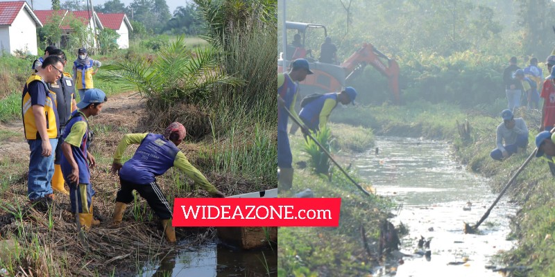 Kepala Dinas Pekerjaan Umum dan Penataan Ruang [Kadis PUPR] Kota Palembang Ir H Achmad Bastari MT IPM ASEAN-Eng, tak segan-segan turun ke lapangan, menerobos genangan aliran air anak Sungai Kerawo di Jalan Bangau, Masjid Al-Islamiyah, Kelurahan Talang Jambe Kecamatan Sukarami Palembang.