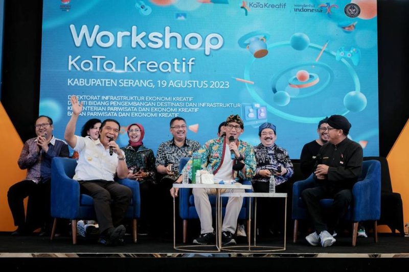 Workshop Peningkatan Inovasi dan Kewirausahaan Kabupaten/Kota Kreatif (KaTa Kreatif) di Plaza Aspirasi, Serang, Banten, Sabtu (19/8/2023)