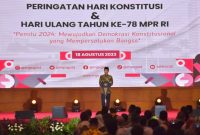 Presiden Jokowi pada Peringatan Hari Konstitusi, di Gedung MPR RI, Senayan, Jakarta, Jumat (18/08/2023).