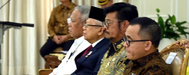 Wapres pada acara Penyerahan Penghargaan Adhikarya Pembangunan Pertanian 2023 di Istana Wapres, Jl. Medan Merdeka Selatan Nomor 6, Jakarta, Senin (14/08/2023).