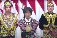 Presiden Jokowi saat menyampaikan pidato pada Sidang Tahunan MPR RI dan Sidang Bersama DPR RI dan DPD RI dalam rangka HUT Ke-78 Proklamasi Kemerdekaan RI