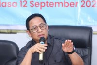 Anggota Bawaslu Puadi dalam kegiatan Sosialisasi Pengawasan Partisipatif bersama Mahasiswa di Jakarta Barat Selasa (12/9/2023) 