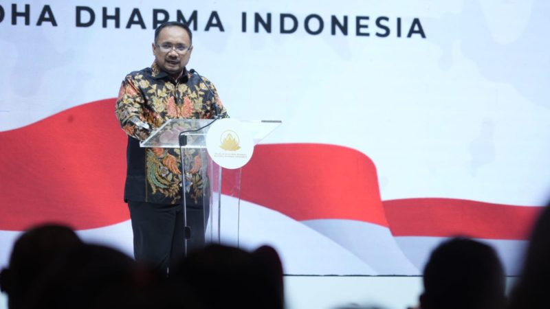 Menag saat memberi sambutan pada Acara doa Kebangsaan di Solo, Jumat (29/09/23)