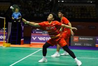 Penampilan ganda putra Indonesia, Leo Rolly Carnando/Daniel Marthin di ajang Hong Kong Open 2023, di Hong Kong Coliseum, Kowloon, Sabtu (16/9/2023) (Foto:PBSI)