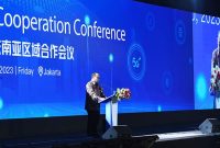 Menkominfo Budi Arie Setiadi dalam Forum China Mobile SEA Cooperation Conference, di Hotel Mulia, Jakarta Pusat, Jumat (01/09/2023).