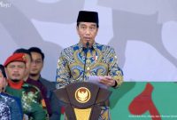 Presiden Jokowi menghadiri Apel Akbar Pasukan Komando Kesiapsiagaan Angkatan Muda Muhammadiyah, di Stadion Manahan Solo, Jawa Tengah, Rabu (20/09/2023). (Sumber: Tangkapan Layar)
