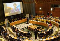 Menlu Retno Marsudi saat Pertemuan Tingkat Menteri Persiapan Summit of the Future atau KTT Masa Depan (SoFT) diadakan di sela-sela High Level Week Sidang Majelis Umum PBB ke-78, Kamis (21/9/2023), New York, Amerika Serikat