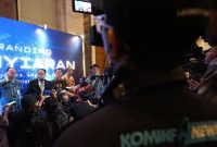 Menkominfo Budi Arie Setiadi memberikan keterangan kepada jurnalis usai acara Peluncuran Rebranding Aplikasi e-Penyiaran di Hotel Kempinski, Jakarta Pusat, Selasa (12/09/2023)
