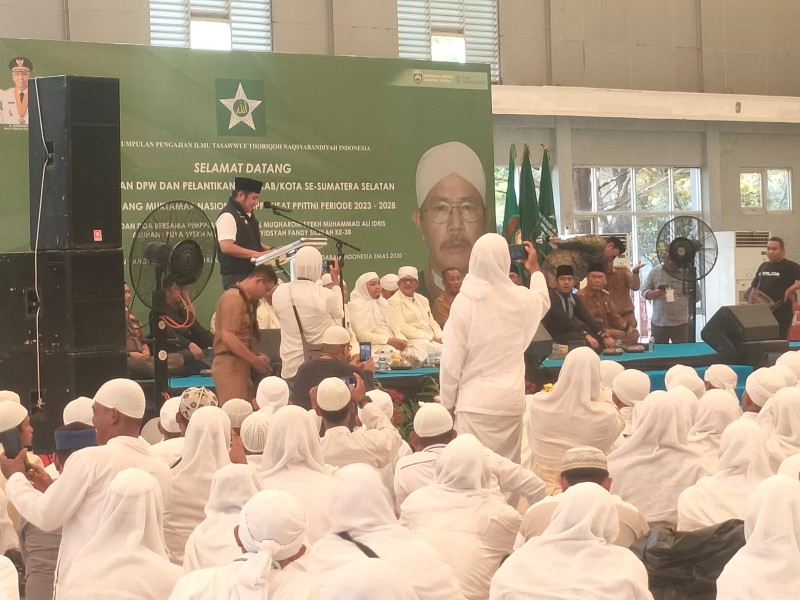 Gubernur Sumsel H Herman Deru memberikan sambutan dalam Muktamar II DPP PPITTNI yang diselenggarakan di Jakabaring Sport City Kota Palembang. 