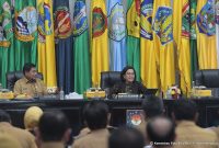 Menkeu RI, Sri Mulyani dalam Rakor Kepala Daerah di Kompleks Kemendagri, Senin (30/10/2023)