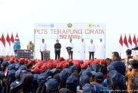 Presiden Jokowi meresmikan PLTS Terapung Cirata 192 MWp, Kamis (09/11/2023) di Purwakarta, Jawa Barat. (Sumber: Tangkapan Layar)