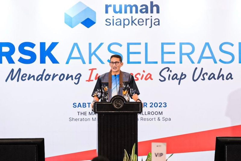Menparekaf Sandiaga Salahuddin Uno saat menghadiri acara 