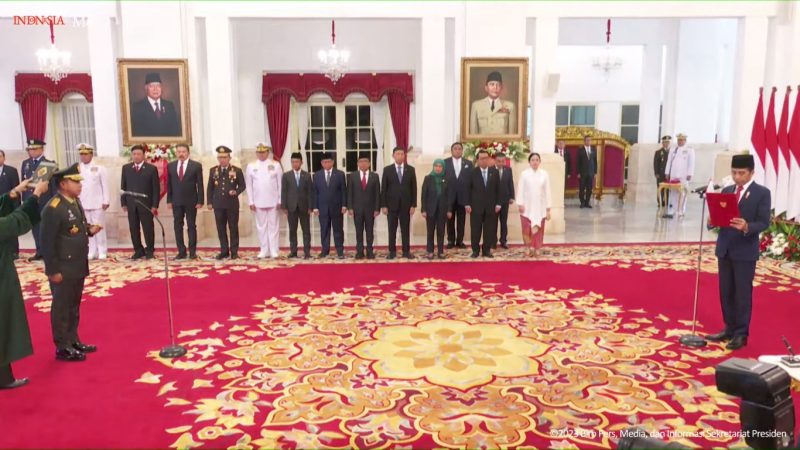 Presiden RI Joko Widodo (Jokowi) melantik Jenderal Agus Subiyanto sebagai Panglima TNI, Rabu (22/11/2023) pagi