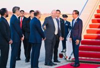 Presiden Jokowi beserta rombongan mendarat di Pangkalan Militer Andrews, Washington DC, Amerika Serikat, Minggu (12/11/2023) waktu setempat. (Foto: BPMI Setpres)